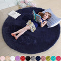 Amdrebio Dark Navy Blue Round Rug 4Ft by Amdrebio