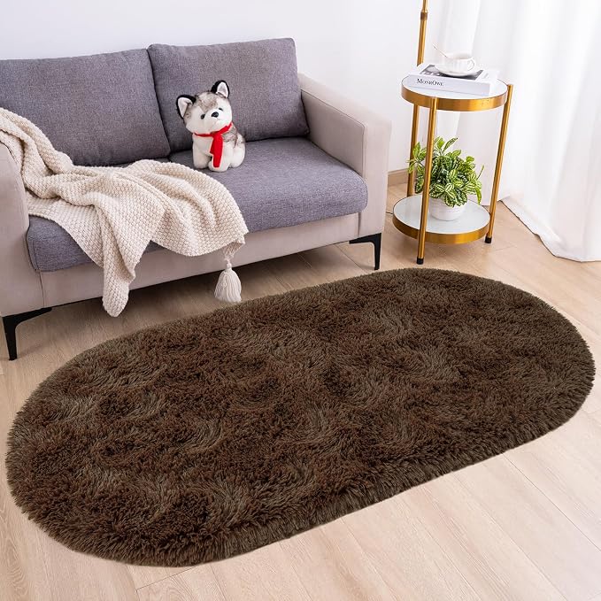 Goideal Fluffy Bedroom Rug, Small Oval Area Rugs, 2.6 x 5.3 Feet - Image 2
