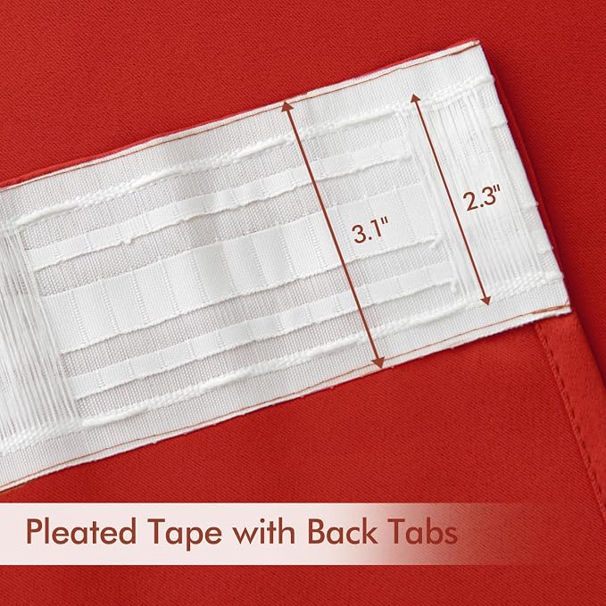 MIULEE Christmas Red Back Tab Blackout Curtains 52x90 Inch Long 2 Panels | Rod - Image 4