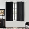 Black Out Kitchen Curtains 54 Inch Length 2 Panels Set, Modern Pleated Linen by QJMYDECO