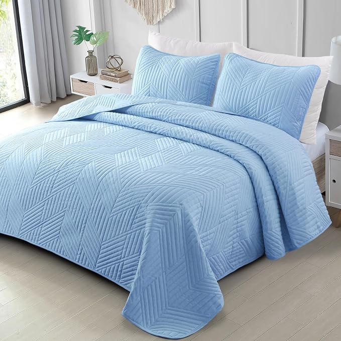 Exclusivo Mezcla Ultrasonic Twin Quilt Bedding Set, Light Blue | Lightweight by ExclusivoMezcla