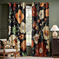 jinchan Black Boho Floral Blackout Curtains 102 Inch Grommet 2 Panels | Room by JINCHAN