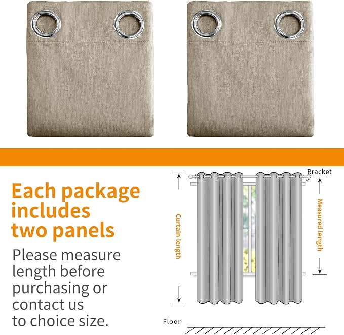 YoungsTex Taupe Linen Blackout Curtains 84 Inches Long 2 Panels - Image 7
