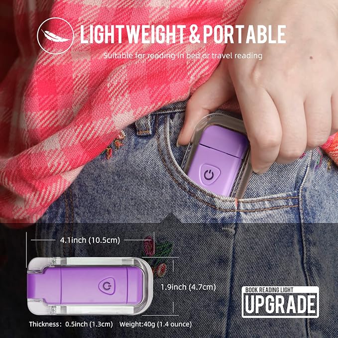 EGWASER Book Light for Reading in Bed, USB Rechargeable Clip on Book Lights - Image 7