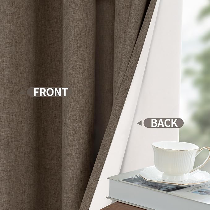 YoungsTex Brown Linen Blackout Curtains 84 Inch Length - Image 6
