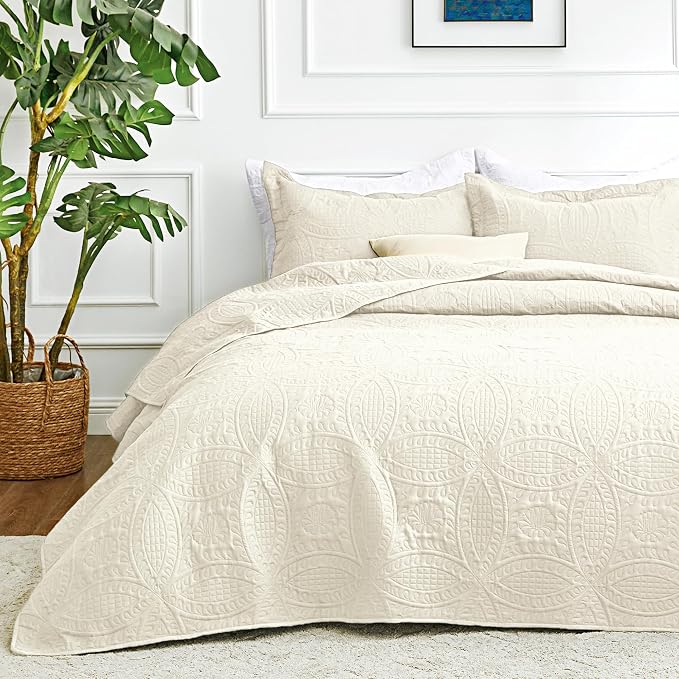 Love's cabin Twin Quilt Bedding Set Beige Bedspreads by Lovescabin
