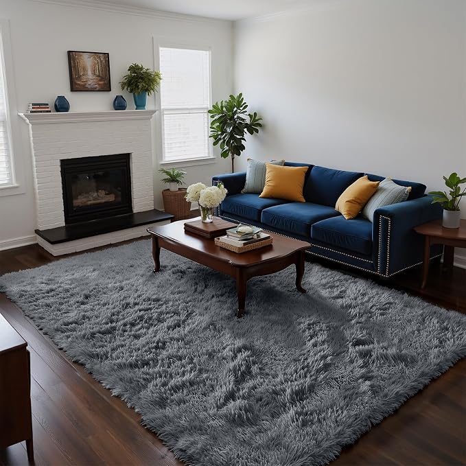 4x6 Grey Rug for Bedroom, Fluffy Shag Area Rug Small Rug Bedroom Carpet | - Image 2