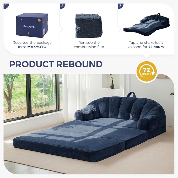MAXYOYO Folding Sofa Bed, 2 in 1 Convertible Sofa to Lounger | Comfy Loveseat - Image 8