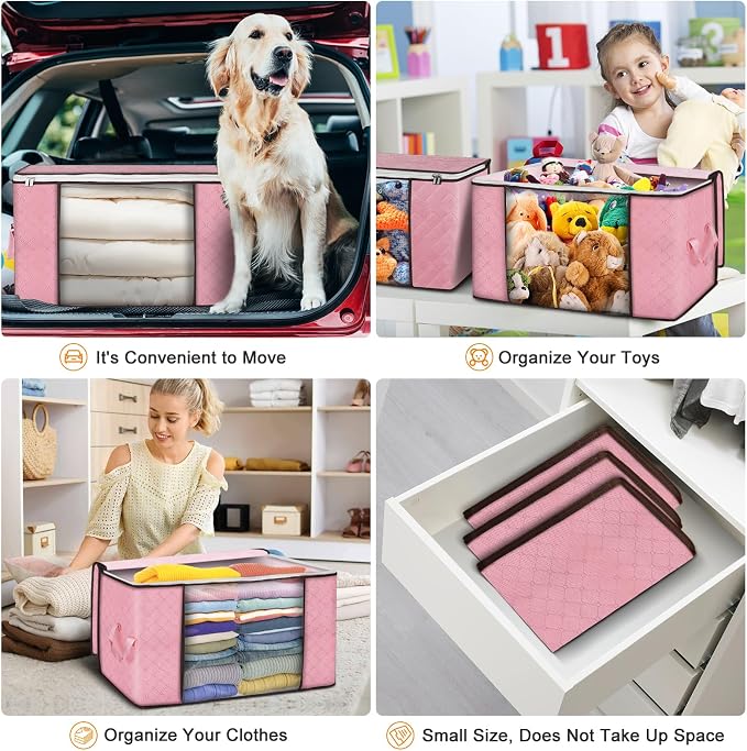 90L Large Storage Bags, 6 Pack Clothes Storage Bins Closet Organizers | oldable - Image 5