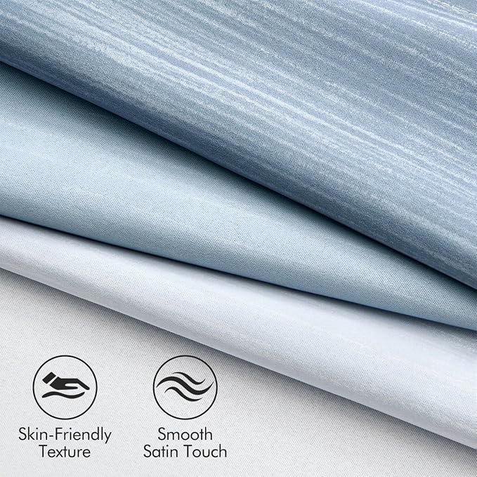MIULEE Stone Blue and Greyish White Ombre Blackout Curtains 52Wx54L | Full Room - Image 4