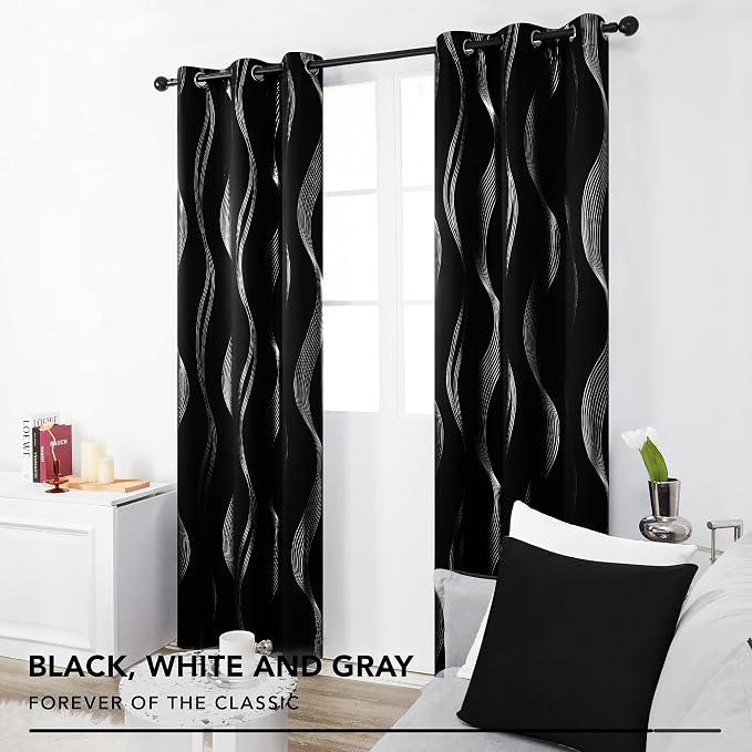 Deconovo Curtains for Living Room, Pattern Blackout Curtains 72 Inches Long | - Image 3