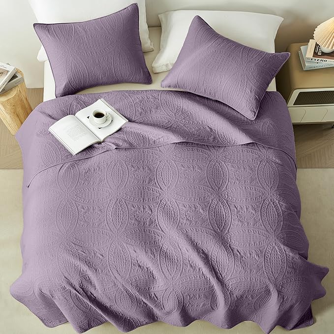 akkialla 118"x106" Grayish Purple California King Quilt Set, Oversized - Image 3