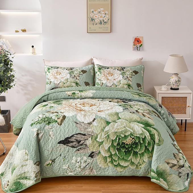 WONGS BEDDING Quilt Queen Size, Soft Microfiber Lightweight Farmhouse Bed Cover by WONGSBEDDING