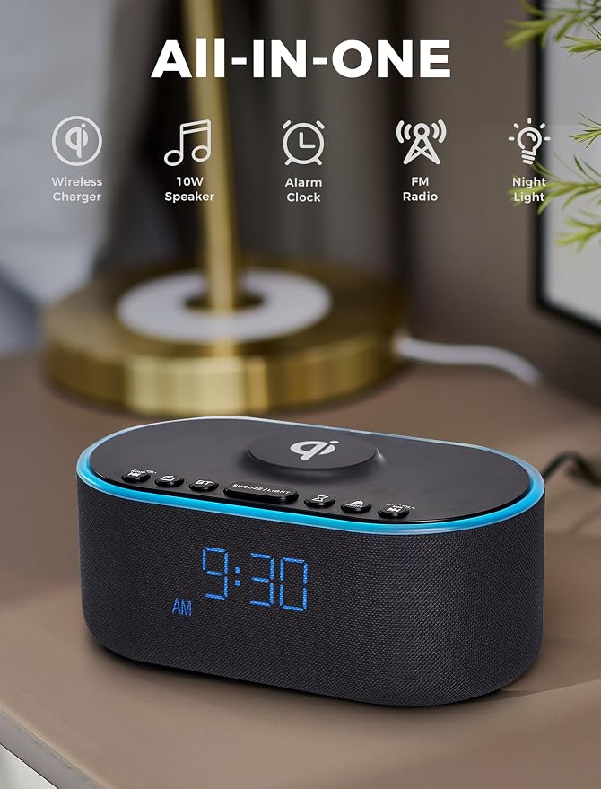 Odokee Qi Certified Wireless Charging Alarm Clock Radio - Image 2
