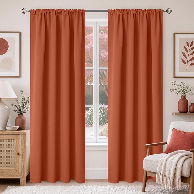 BGment Terracotta Blackout Curtains 84 Inches Long Rod Pocket | Room Darkening by BGment
