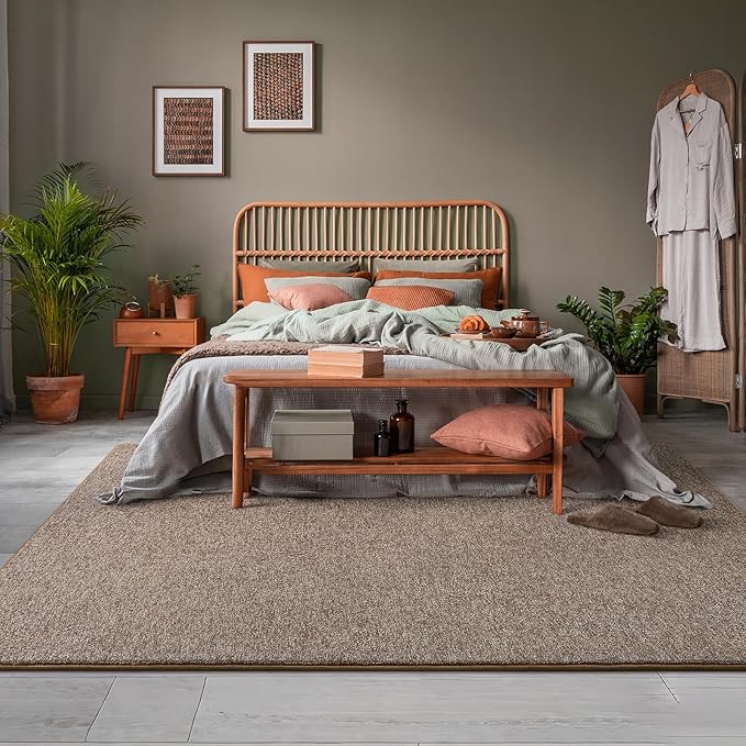 4x6 Area Rugs for Living Room Non Slip Dorm Bedroom Rug, Matte Brown | Modern - Image 7