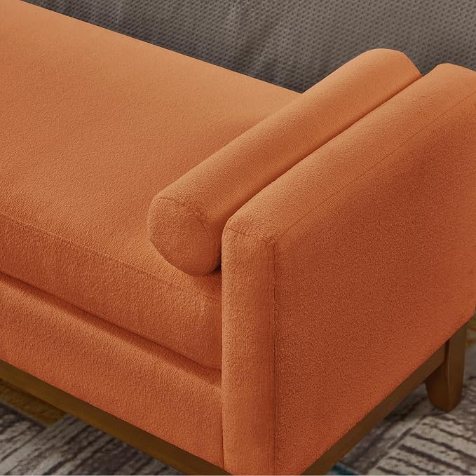 51" End of Bed Bench for Bedroom Living Room, Dark Orange. - Image 4