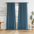 Flax Linen Textured Blackout Curtains 72 Inch Wide x 96 Inch Long, Back Tab by KEQIAOSUOCAI