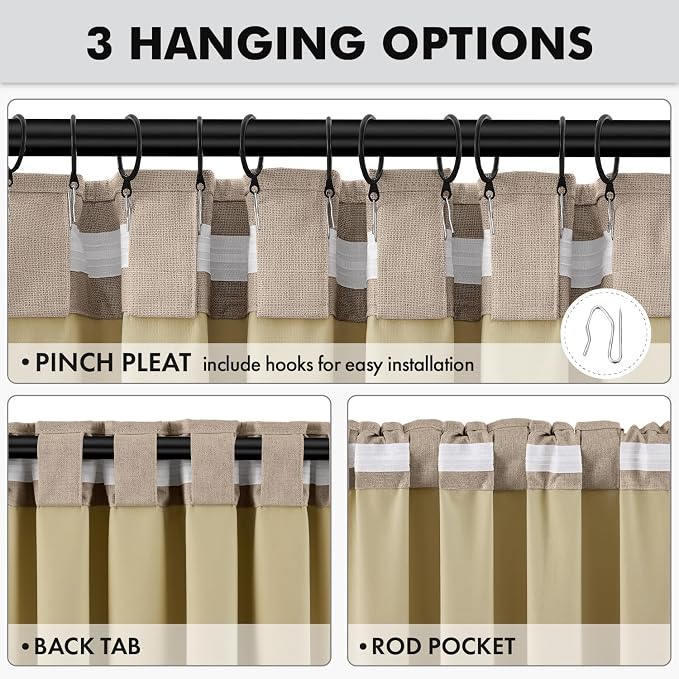 MIULEE 100% Blackout Linen Curtains 42 x 96 Inch Copper Brown 2 Panels | - Image 5