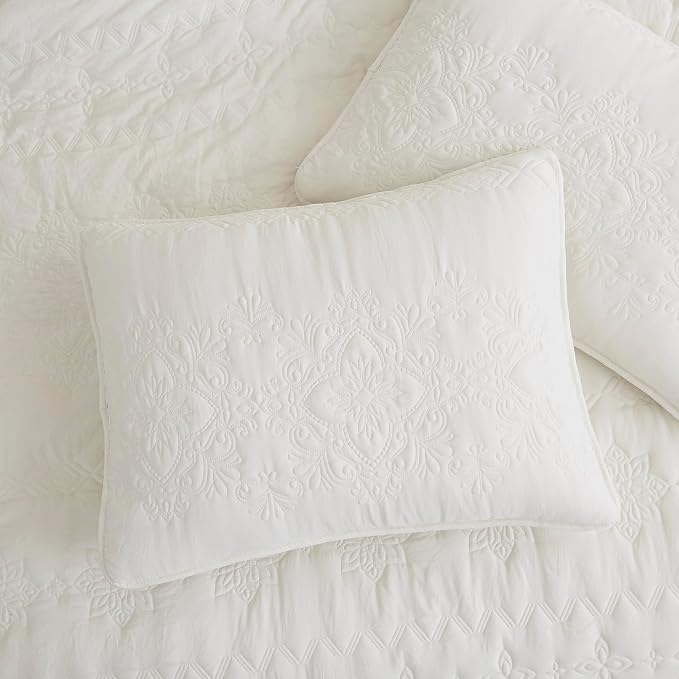 Boho Ivory Quilt California Cal King Size Bedding Set - Image 4
