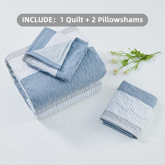 King Size Quilt Set Misty Blue - Image 6
