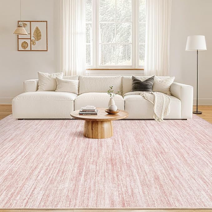 Nakagishi Boho 6x9 Area Rug Living Room Rugs Machine Washable Pink | Soft - Image 4