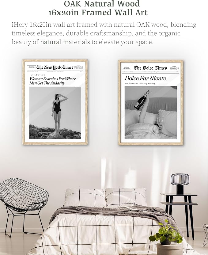 iHery 16x20in Where Men Get the Audacity Framed Newspaper Wall Art | Natural - Image 3