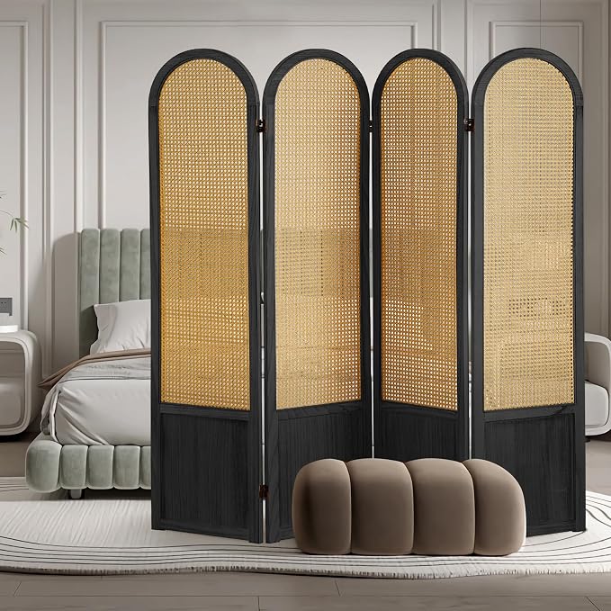 4 Panel Room Dividers and Folding Privacy Screens, Hand-Made Rattan Room Divider by ALeesing