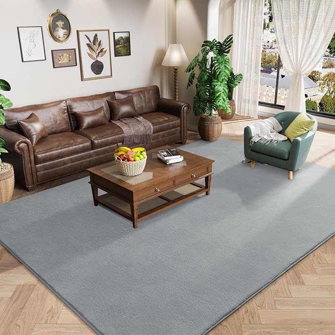 Modern Area Rugs for Bedroom Living Room, 4x6 Grey Memory Foam Rug | Thickened by AmeareaDirect