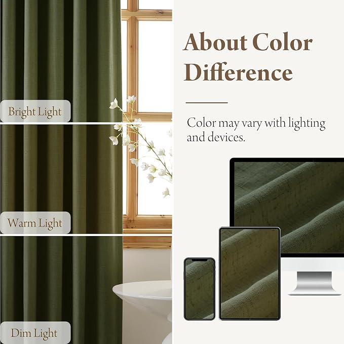 RYB HOME Linen Blackout Curtains 96 inches Long, 100% Blackout Noise Reducing - Image 7