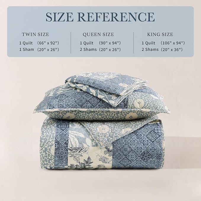 Twin Quilt Set-2 Pieces Soft Twin Bedspread Floral Patchwork Quilt | - Image 9