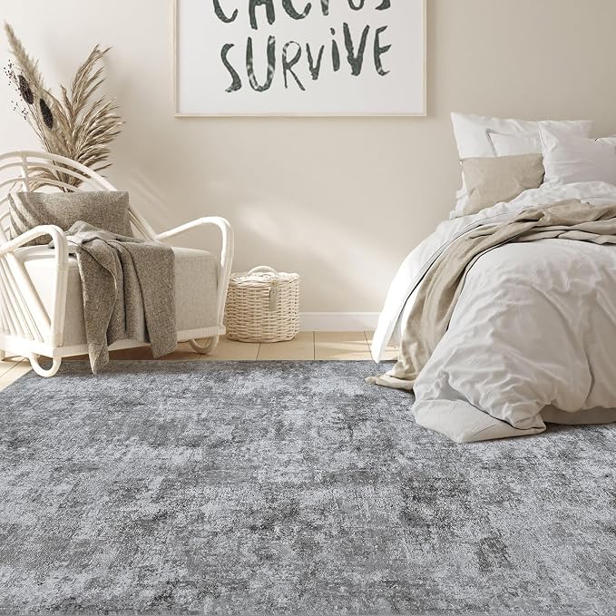 Nakagishi Boho 5x7 Area Rug Living Room Rugs Machine Washable Gray | Soft - Image 4