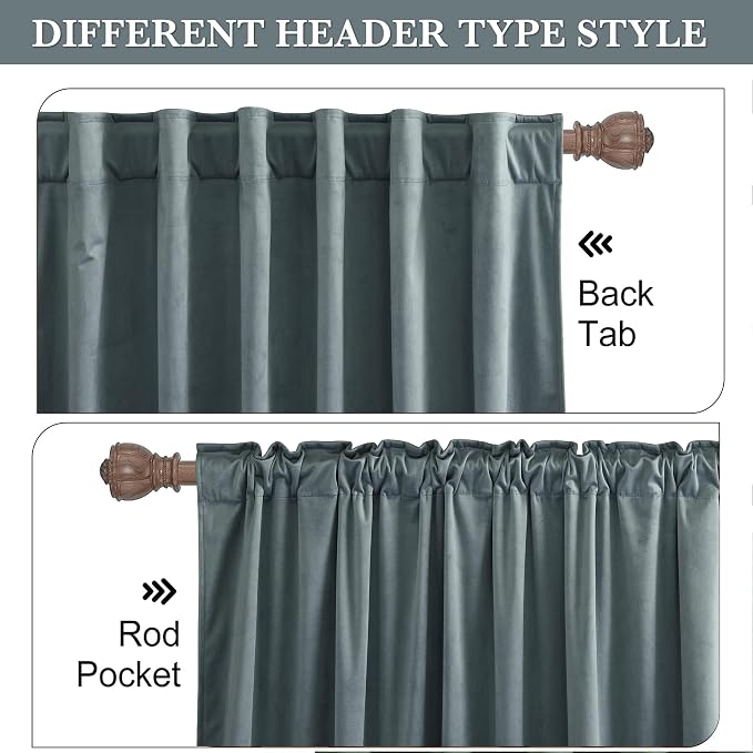 RYB HOME Velvet Curtains 120 inches Long, Extra Long High Ceiling Curtains | - Image 3