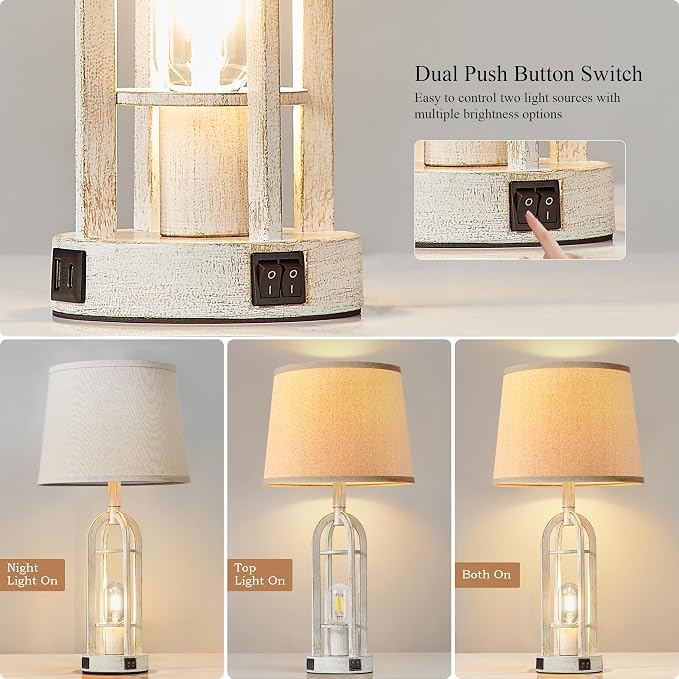 SRJJA Farmhouse Table Lamps for Living Room Set of 2 - Image 2