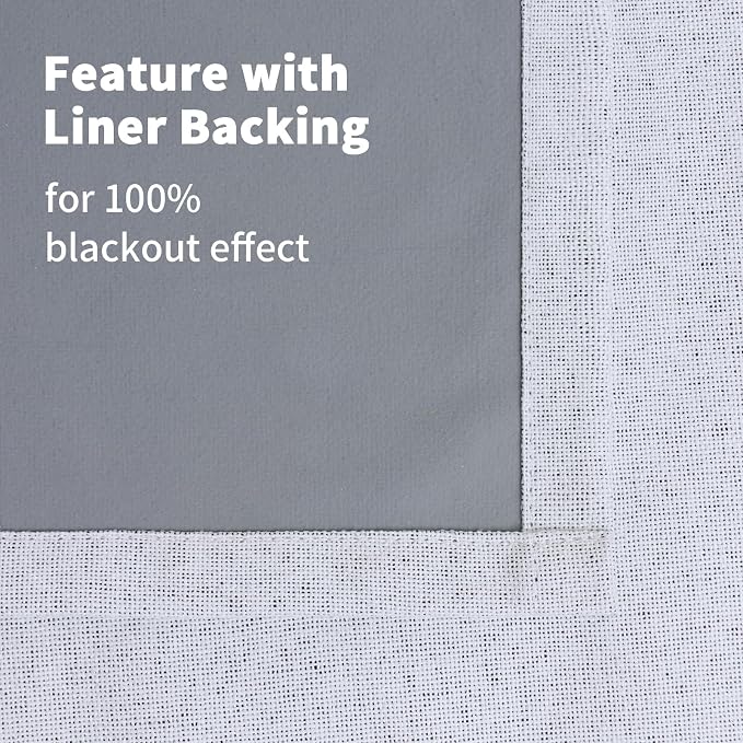 YoungsTex White Linen Blackout Kitchen Curtains 40 Inch Length, Short Thermal - Image 7