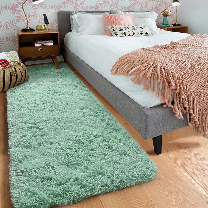 Sage Green Runner Rugs for Bedroom Living Room, Fluffy 2x6 Bedside Hallway Area - Image 9