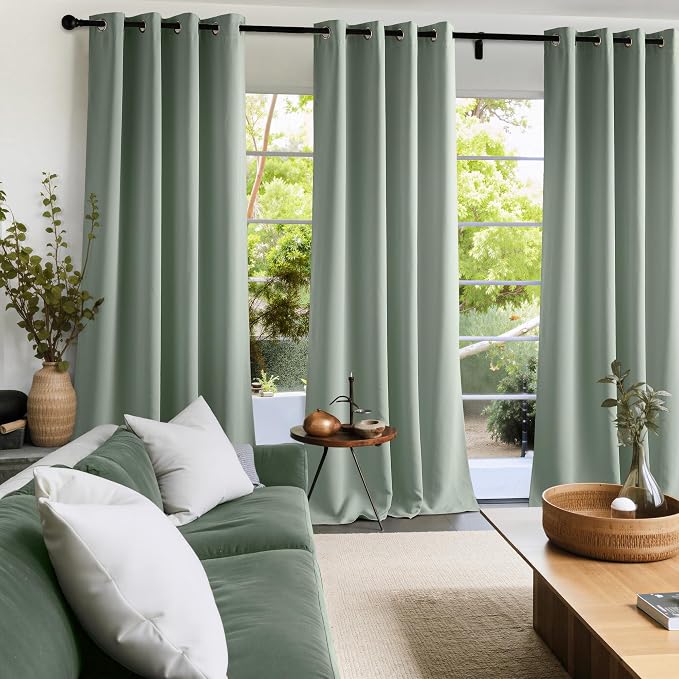 NICETOWN Sage Green Room Darkening Curtains 63 Inches Long 2 Panels - Image 3