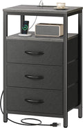 Huuger Nightstand with Charging Station, 27.6 Inch Bedside Table, Side Table | by Huuger