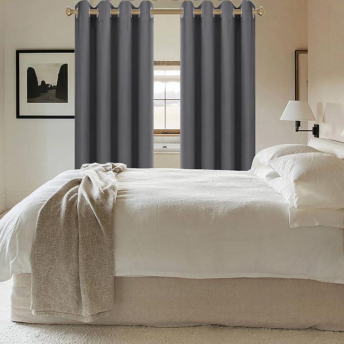 Diraysid Grey Grommet Blackout Curtains - Image 6