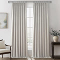 Natural Melange Taupe Blackout Curtains 102 Inch Long Flax Linen Curtain by QJMYDECO