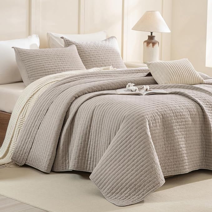 CozyTide Queen Quilt 90"x98", Stone-Washed Cotton Linen Colored Lightweight by CozyTideComforterSet