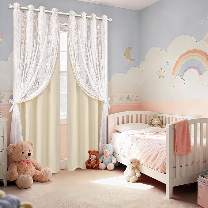 Yinhua Blackout Curtains for Bedroom Double Layer Beige Curtains for Living - Image 9