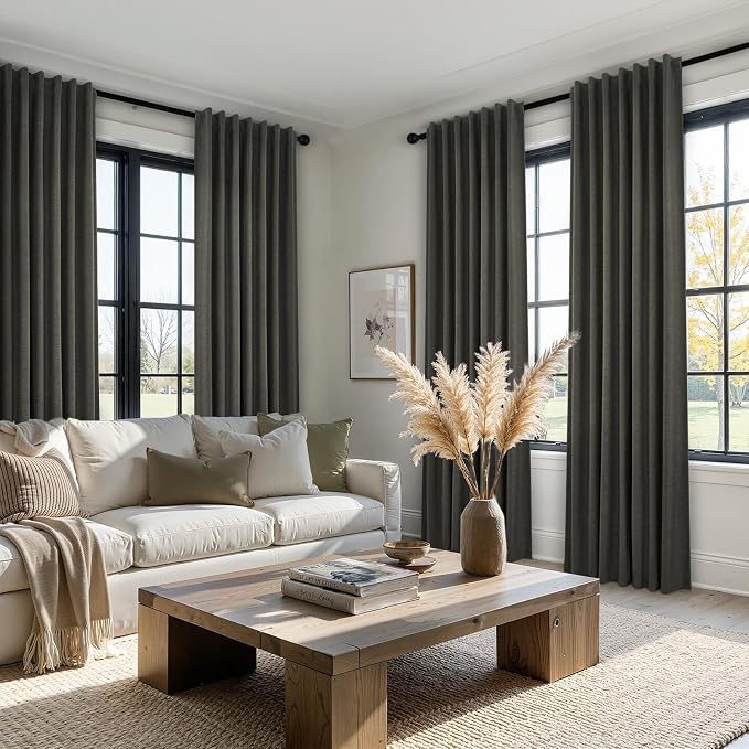Topfinel Extra Long Grey Linen Blackout Curtains 120 inches Long Thermal - Image 7