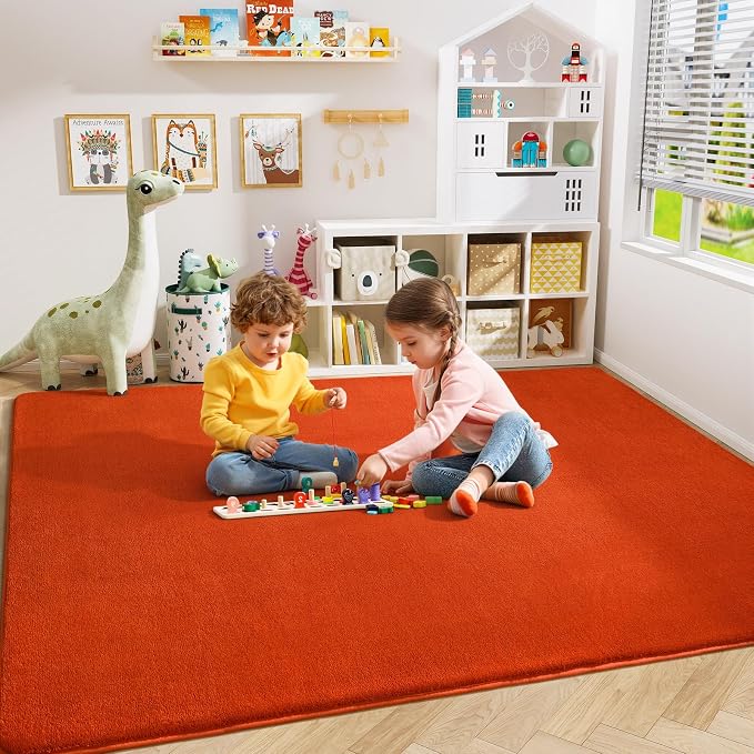 Modern Area Rug for Bedroom Living Room, 4x6 Orange Memory Foam Rug | Thickened - Image 4