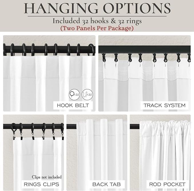 Pure White Linen Drapes 84 Inch Length 2 Panels Set - Image 4
