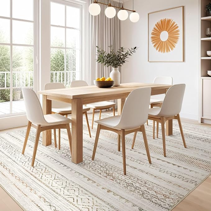Nakagishi Area Rug Living Room Rugs: 7X9 Machine Washable Boho Large Neutral - Image 7