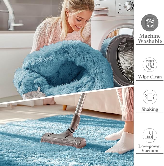 OLANLY 2x3 Machine Washable Small Bedside Rug, Soft Fluffy Shaggy Entryway - Image 2