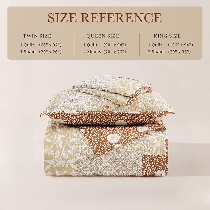 Twin Quilt Set-2 Pieces Soft Twin Bedspread Floral Patchwork Quilt | - Image 6