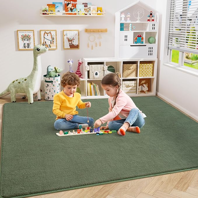 8x10 Area Rugs for Bedroom Living Room, Sage Green Memory Foam Rug | Thickened - Image 4