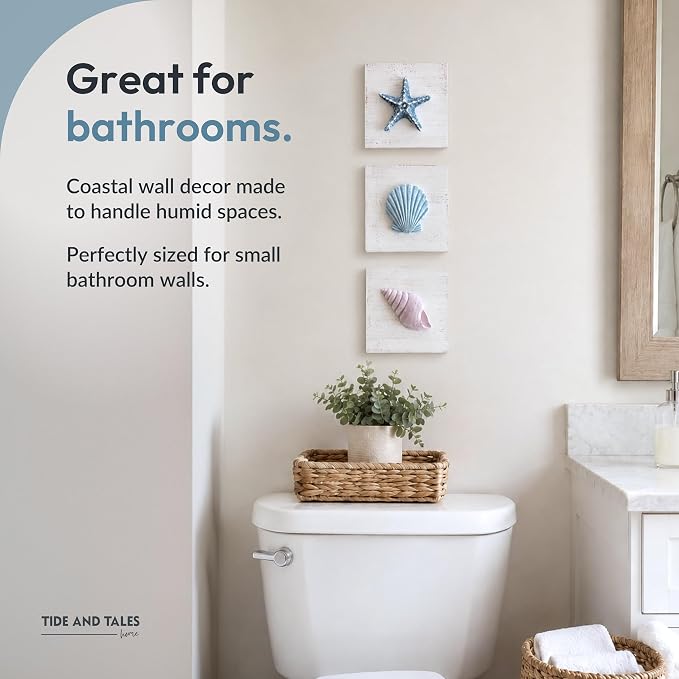 Tide and Tales 3D Beach Wall Art, Coastal Bathroom Wall Decor, Textured 3D - Image 4